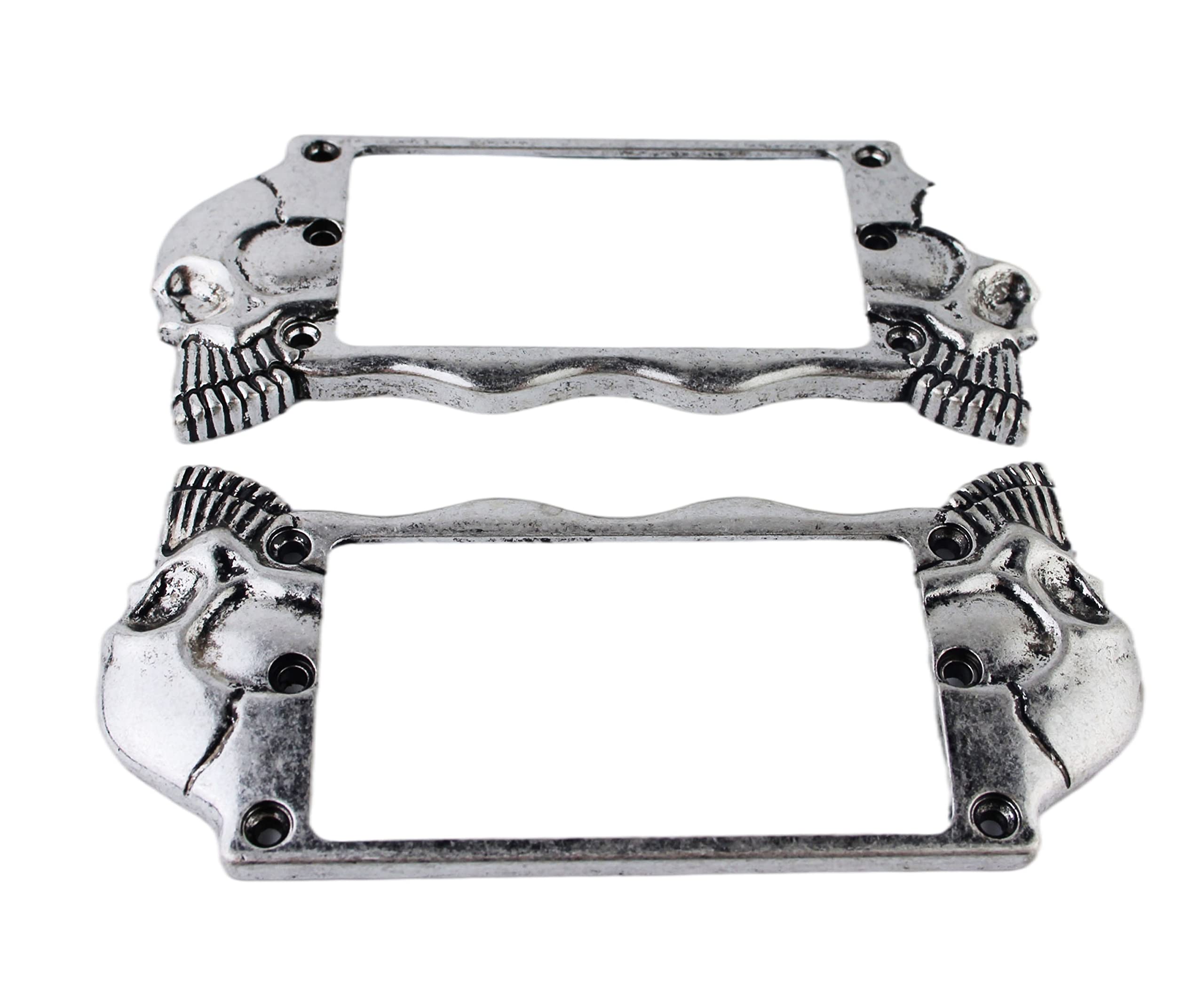 Guyker Flat Metal Humbucker Pickup Mounting Ring Set - Bridge Neck Pickups Cover Frame Replacement Part For Electric Guitar Or P